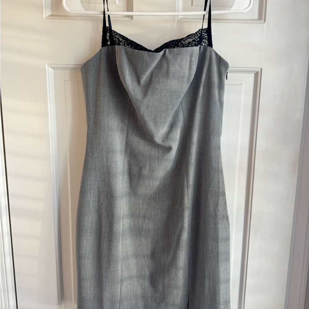 Astr Gray Dress with Black Accents